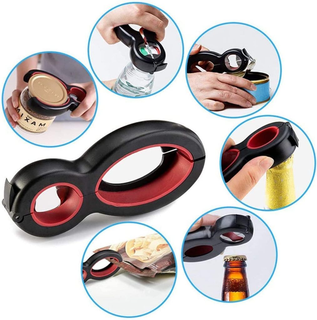 6 Way Multi Tool Opener For Jars Cans Bottles and More